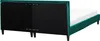 The back view of a green velvet bed frame with a white mattress on a white background. Náhľad obrázku produktu