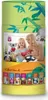 A cylindrical packaging with a bamboo design, featuring a window showing a mother and daughter crafting small plush toys, with a collection of finished toys displayed below. Náhled obrázku produktu