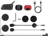 A flat lay of motorcycle helmet communication accessories. Produktbild-Vorschau