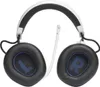 A pair of black and white gaming headphones with a white microphone. Produktbild-Vorschau