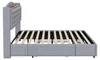 Boxspringbed - 160 x 200 cm, grijs, linnen en metaal, met Productafbeelding-voorbeeld 12
