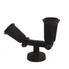 A black, two-headed outdoor light fixture with adjustable heads. Produktbild-Vorschau