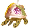 A glass turtle ornament with colorful floral decorations and yellow beads. Podgląd zdjęcia produktu