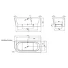 Technical drawings and dimensions of a bathtub. Produktbild-Vorschau