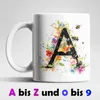 Name A bis Z und 0 bis 9 Blumen Bienen Kaffeetasse Teetasse Produktbild-Vorschau 1