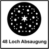A black circular sanding disc with many small white holes and a central star-shaped hole, set against a white background. Text below reads '48 Loch Absaugung'. Anteprima dell’immagine prodotto