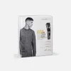 A product box for a hair and beard trimmer, featuring a model and product details. Anteprima dell’immagine prodotto