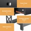 Collage of close-up images highlighting features of a black console table. Produktbild-Vorschau