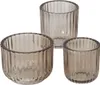 LS-LebenStil 3er Set Teelichthalter Glas Retro Beige 7-9cm Produktbild-Vorschau 2