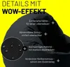 A black beanbag chair with text overlays highlighting its features. Náhľad obrázku produktu