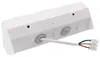 A white power strip with a cable and wires coming out of it, shown from a slightly elevated side angle against a white background. Produktbild-Vorschau