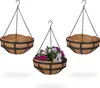 Relaxdays Blumenampel 3er Set, Kokoseinlage, HxD: 50x31 cm, Produktbild-Vorschau 1