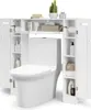 A white bathroom cabinet designed to fit over a toilet, with shelves and doors on either side. Náhled obrázku produktu