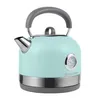 A mint green electric kettle with a silver base and handle, shown against a white background. Voir les images du produit