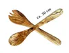 Salatbesteck ca. 30 cm Olivenholz – natürlich, handlich, Produktbild-Vorschau 1