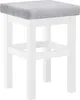 A white wooden bar stool with a gray upholstered seat, shown against a white background. Produktbild-Vorschau