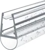 A close-up view of a clear plastic shower seal with water droplets on it, set against a white background. Produktbild-Vorschau