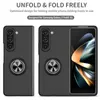 A marketing image showing a phone case for a foldable phone, displayed in both folded and unfolded states. Produktbild-Vorschau