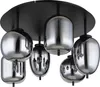 A close-up, studio shot of a ceiling light fixture with multiple glass shades. Náhľad obrázku produktu