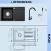 [Granitspüle 76x44 Schwarz+ Armatur]Hochwertig beidseitig Produktbild-Vorschau 1