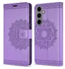 A purple flip case for a Samsung Galaxy S24 FE with a mandala design. Produktbild-Vorschau