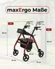 maxErgo Rollator Rot Gehhilfe für Outdoor Indoor zugelassen Produktbild-Vorschau 2