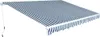 A striped awning extended from a white mounting bracket. Voir les images du produit