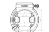 A technical drawing of a bicycle lock with dimensions indicated. Produktbild-Vorschau