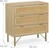 Relaxdays Kommode, 3 Schubladen, Rattan- & Holzoptik, HBT Produktbild-Vorschau 4