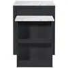 A dark gray kitchen island with a white marble countertop and a pull-out table. Anteprima dell’immagine prodotto