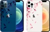 Two iPhone cases with floral patterns are displayed side-by-side, with the phones themselves shown behind the cases. Produktbild-Vorschau