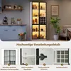 A kitchen and living room scene featuring a lit display cabinet, kitchen cabinets, and furniture. Voir les images du produit