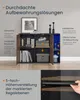 A product image showcasing a sideboard with various storage solutions and features highlighted with text overlays and diagrams. Produktbild-Vorschau