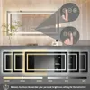 A bathroom mirror with integrated LED lighting, showcasing different light color temperatures and brightness levels, along with touch controls. Náhľad obrázku produktu