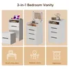 A collage of images showing a white bedroom vanity in different configurations and its uses. Náhľad obrázku produktu