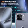 Marketing image showing a screen protector's case-friendly design and camera protection. Produktbild-Vorschau
