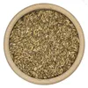 A top-down view of dried milk thistle seeds in a wooden bowl. Produktbild-Vorschau