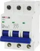 A close-up studio shot of a white electrical circuit breaker with blue switches. Náhled obrázku produktu