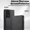 A close-up marketing image showing a black flip phone case with a phone inside, highlighting its protective features. Produktbild-Vorschau