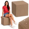 Quadratischer Sitzpouf Ecru – Bequemer Hocker für Wohnzimmer & Schlafzimmer – Polsterhocker