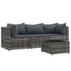 vidaXL 4-tlg. Garten-Lounge-Set mit Kissen Grau Poly Rattan Produktbild-Vorschau 1