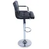 A black bar stool with chrome accents is shown from the side against a white background. Náhled obrázku produktu