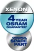 A marketing badge indicating a 4-year OSRAM guarantee and that the item is an original spare part. Náhled obrázku produktu
