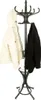 A black metal coat rack with two coats and a white umbrella hanging on it, set against a white background. Anteprima dell’immagine prodotto