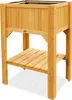 A wooden raised garden bed with a shelf underneath, shown against a white background. Produktbild-Vorschau
