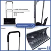 A collage of images showing different aspects of a snow shovel, including its overall design, a close-up of the handle, and a detail of the metal edge. Produktbild-Vorschau