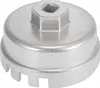 A silver-colored oil filter wrench is shown from a top-down angle against a white background. Anteprima dell’immagine prodotto