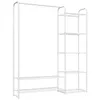 A white metal garment rack with multiple shelves, shown against a white background. Produktbild-Vorschau