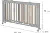 A diagram showing the dimensions of a folded baby crib. Produktbild-Vorschau
