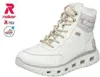 A white Rieker women's boot with beige laces and gray accents, shown against a white background. Voir les images du produit